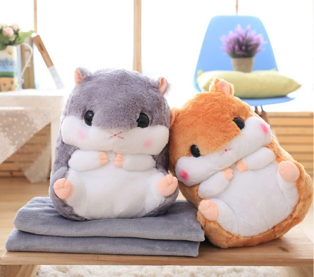 YunNasi Plush Hamster Pillow with Blanket Set Pink