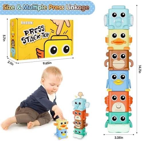 BASUN Stacking Animal Toys for Toddlers 18 Months
