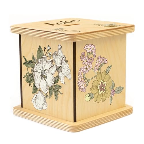 BloomOwl Wooden Piggy Bank Personalized for Kids and Adults