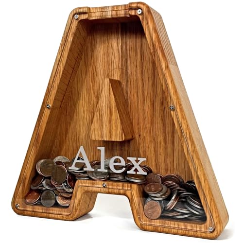 Personalized Wooden Letter Piggy Bank for Kids