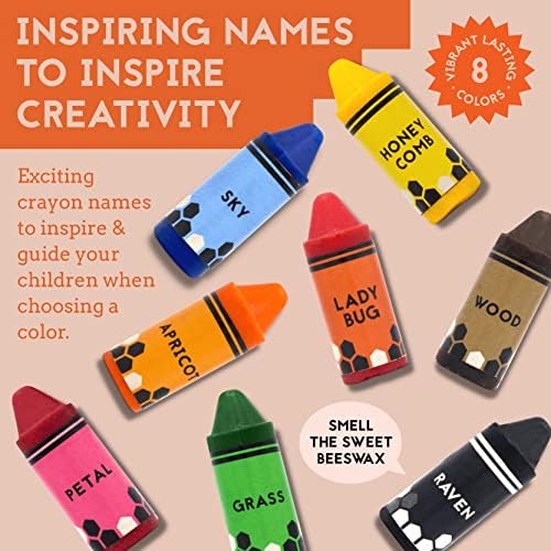 Hieno 100 Pure Beeswax Crayons - Natural Jumbo Sizes for Toddlers