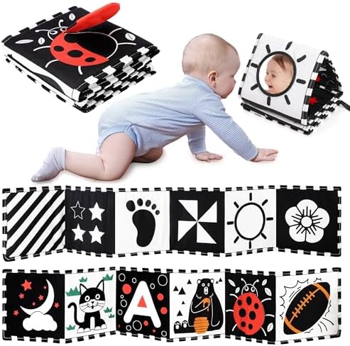 URMYWO High Contrast Baby Book with Mirror