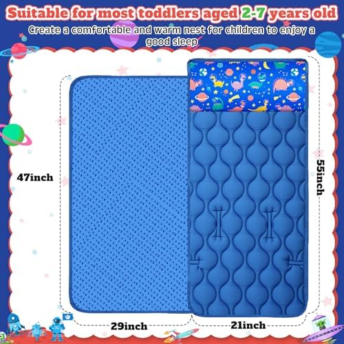 Oudain Nap Mat with Removable Pillow and Blanket for Toddlers