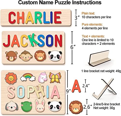 Personalized Name Puzzle for Kids - 1-3 Year Old Wooden Toy