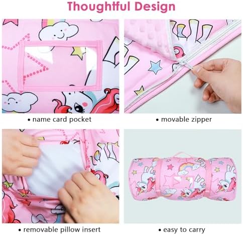Kids Sleeping Bag Nap Mat with Pillow and Blanket 1