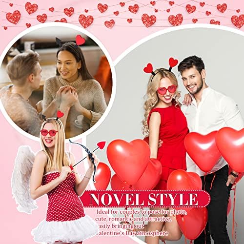 4 Pieces Heart Headband Sunglasses Valentine Set