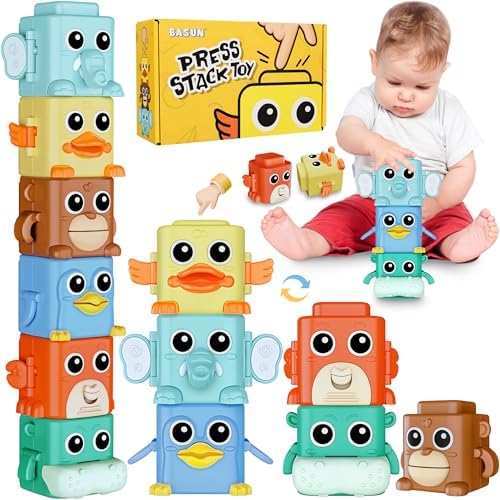 BASUN Stacking Animal Toys for Toddlers 18 Months