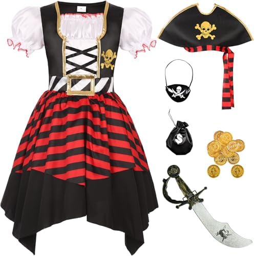 SIZGAROOT Girls Pirate Costume Halloween Party Dress Up