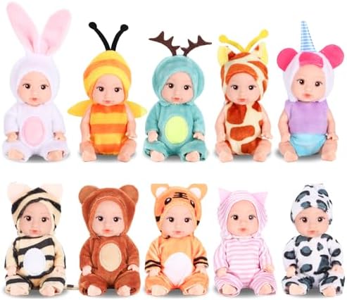 10 Pcs 4 Inch Mini Baby Dolls Playset