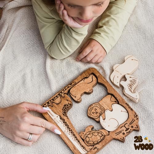 Handmade Wooden Animal Puzzle for Toddlers 3-5