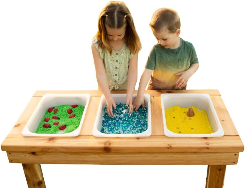Noble Wooden Toy Co Triple Bin Sensory Table for Toddlers