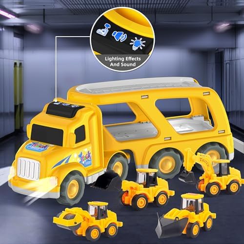 Veslier 5 in 1 Construction Truck Toy for Kids 1-6 Years