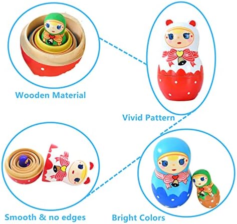 Sezrgiu Russian Matryoshka Wooden Nesting Dolls Set 5PCSBaby Son Pattern