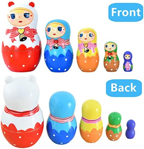Sezrgiu Russian Matryoshka Wooden Nesting Dolls Set 5PCSBaby Son Pattern