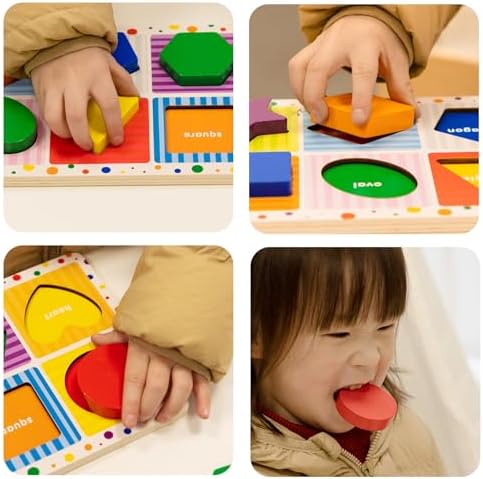 Dailyfunn Wooden Shape Puzzle 10 PCS Toddler 1-3 Years
