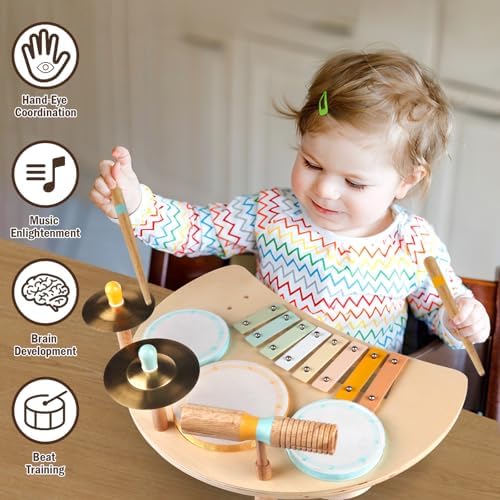 Montessori Drum Set for Toddlers 1-3 Years