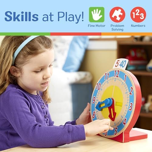 Melissa Doug Turn Tell Wooden Clock Red 1