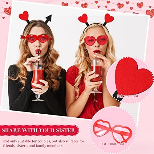 4 Pieces Heart Headband Sunglasses Valentine Set