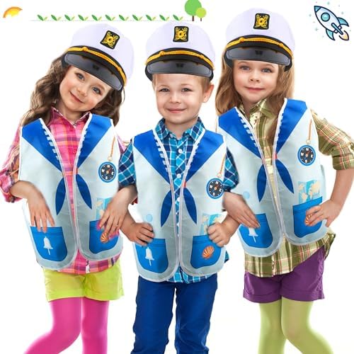 7 Pcs Kids Navy Captain Sailor Costume Set for Halloween Birthday
