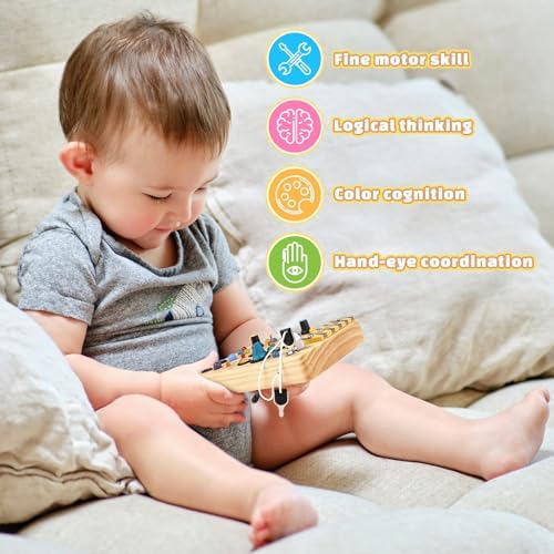 Joyreal Montessori Busy Board with LED Lights for Toddlers