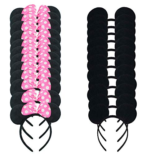 Set of 24 Mouse Costume Fabric Ears Headband Bow