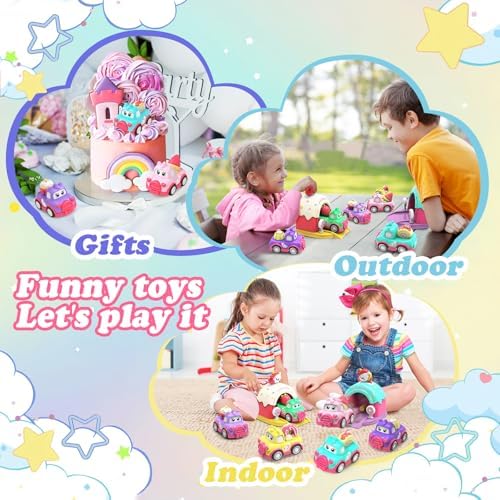 Unicorn Car Toys Set for 1 Year Old Girls