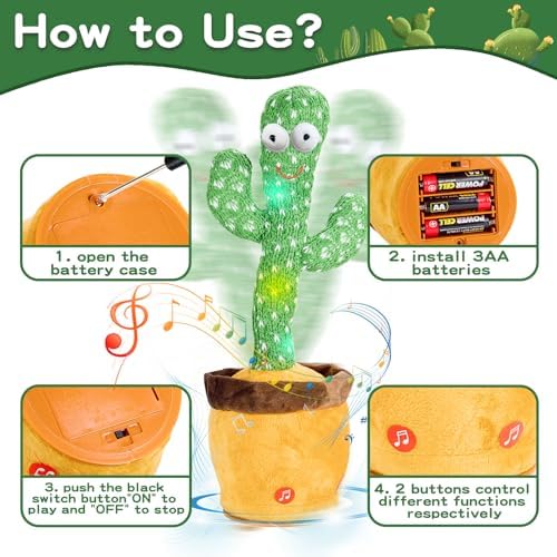 Dancing Talking Cactus Toy with 120 Songs