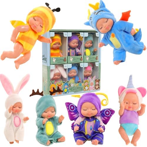 4 Inch Mini Baby Dolls 6pcs Set Realistic Reborn Toys