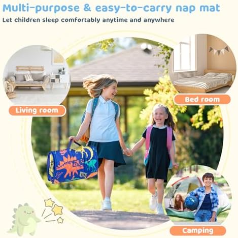 Toddler Nap Mat Extra Large 55 x 29 with Removable Pillow and Blanket