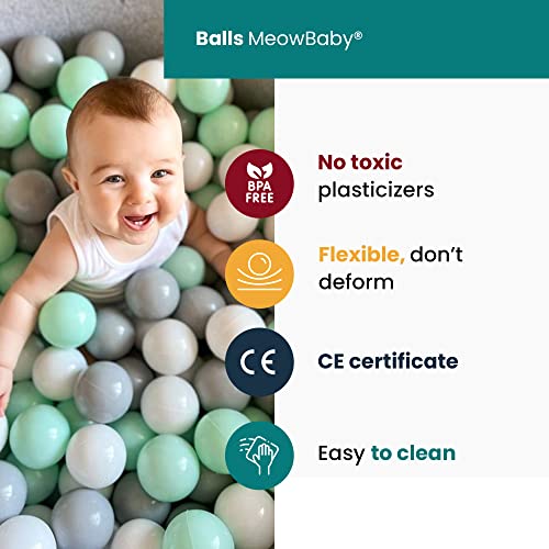 MEOWBABY Foam Ball Pit 35 x 115 in with 200 Balls