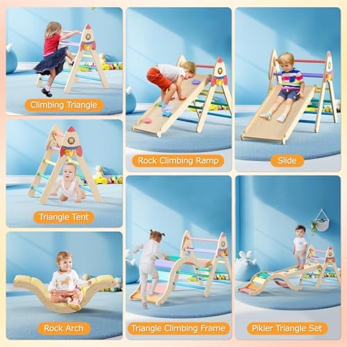KidsBuddy Pikler Triangle Set with Cushion 9-in-1 1