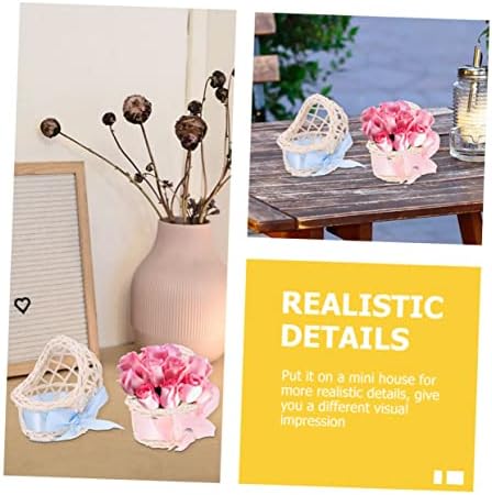 UPKOCH 6pc Miniature Wicker Flower Basket for Dollhouse Decor