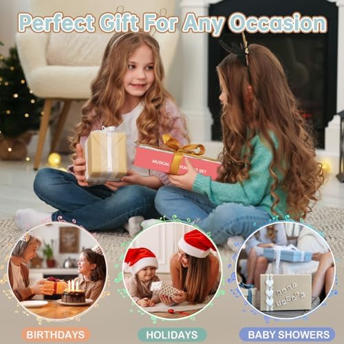 Rmischolar Wooden Music Toy Set for Toddlers 1-3