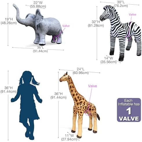 Jet Creations Life on Earth Wildlife Safari Inflatable Bundle 3-PK