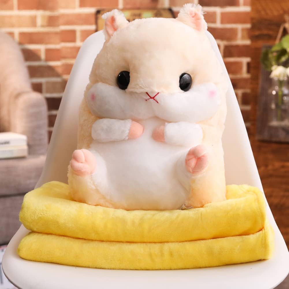 YunNasi Plush Hamster Pillow with Blanket Set Pink