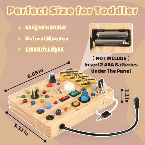 Joyreal Montessori Busy Board with LED Lights for Toddlers