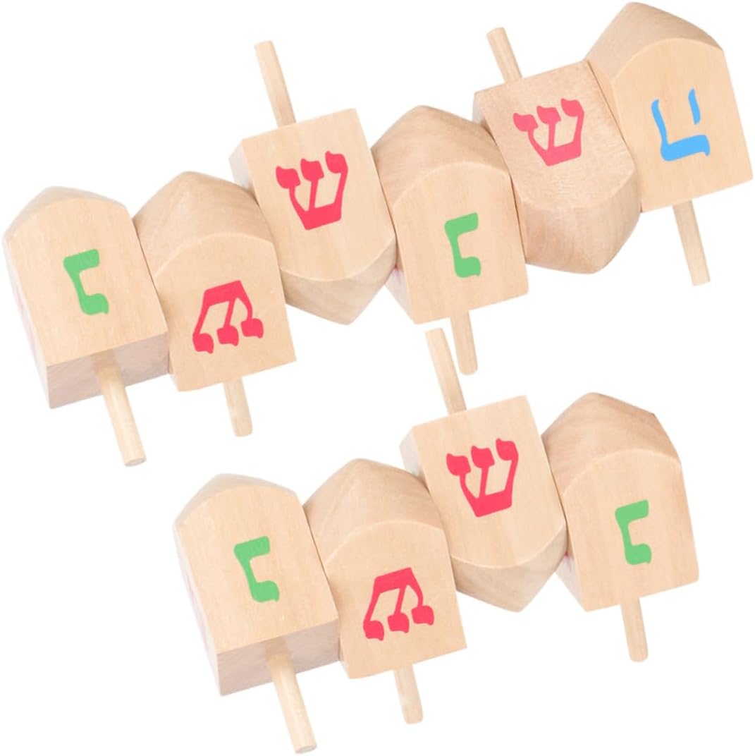 Vaguelly Hanukkah Decorations Wooden Gyroscope Toys for Babys Party