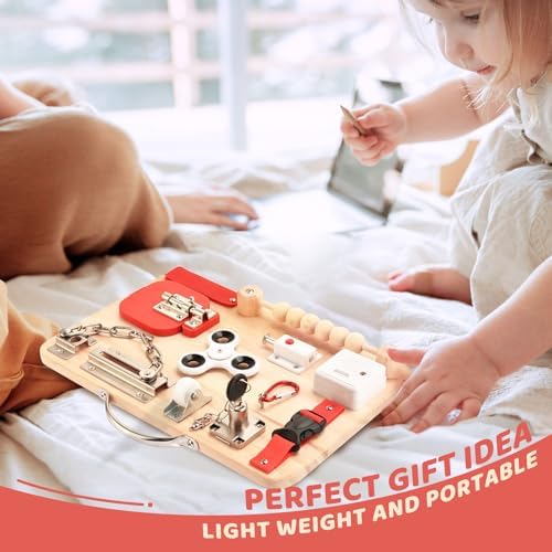 Montessori Busy Board for Toddlers - Wooden Fidget Toy