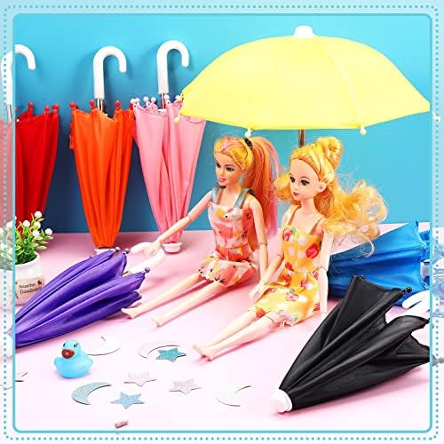 Lenwen 12 Pcs Girl Doll Mini Umbrellas 16 Scale