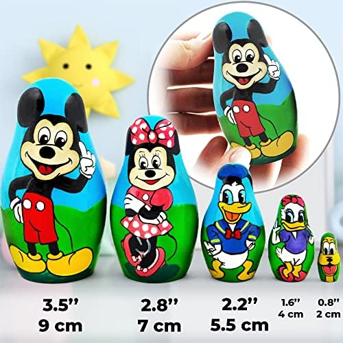 Matryoshka Russian Nesting Wooden Dolls Cartoon Set 5 Pcs