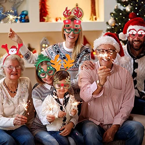 FRCOLOR Christmas Headbands and Glasses Frame Set