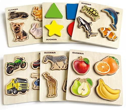 QUOKKA Wooden Peg Puzzles for Toddlers 1-3