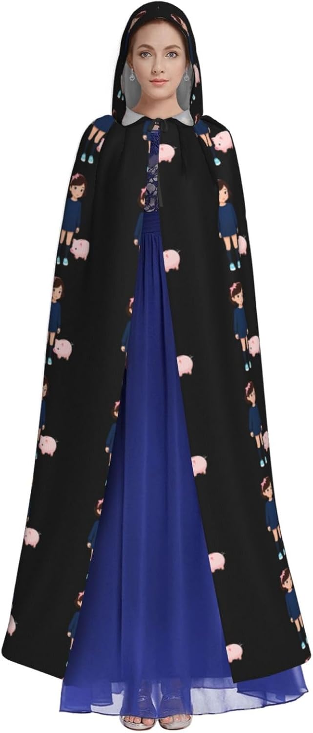 Little Girl Piggy Prints Hooded Cloak for Halloween Costume