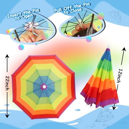 Arcimatto 4 Pack Umbrella Hats with Elastic Band
