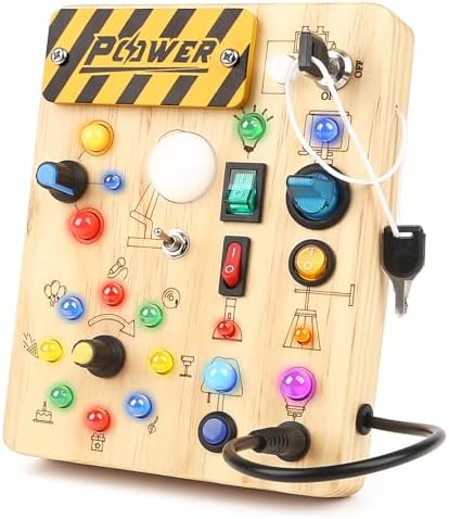 Joyreal Montessori Busy Board with LED Lights for Toddlers