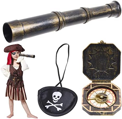 Eco-Fused Pirate Themed Telescope Compass Prop Set