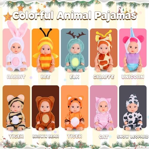 10 Pcs 4 Inch Mini Baby Dolls Playset