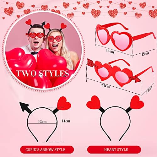 4 Pieces Heart Headband Sunglasses Valentine Set