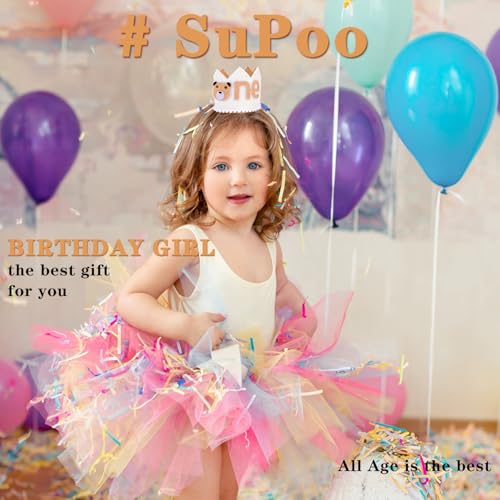 SuPoo First Birthday Bear Crown Headband 1
