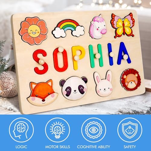 Personalized Wooden Name Puzzle for Kids 1 Year Old Boy Girl